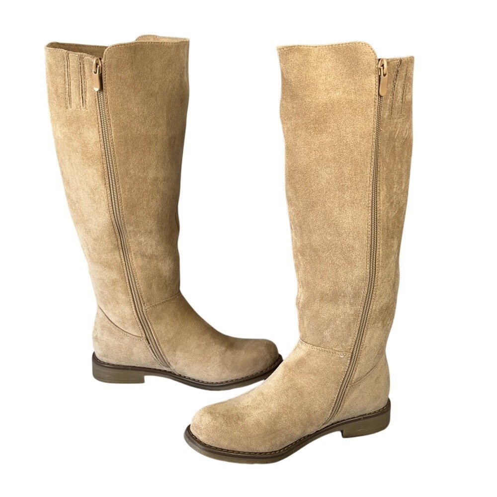 Steve Madden Tan Suede Combat Boots‎ Womens Size 8 Lace Up Lug Sole Rugged Chic